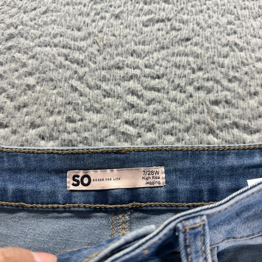 SO Goods for Life Jeans Womens 7 Blue Cotton Denim Jegging Hi-Rise Faded Stretch - Picture 4 of 11